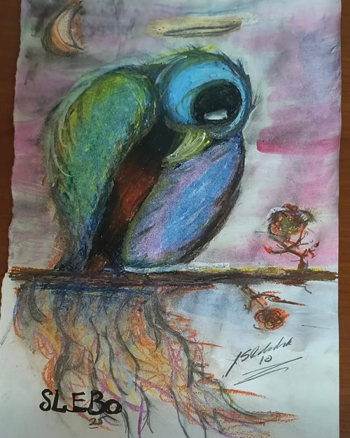 Haloed Bird by Slebo – Whimsical Colorful Design | Magnet 2″ × 2″