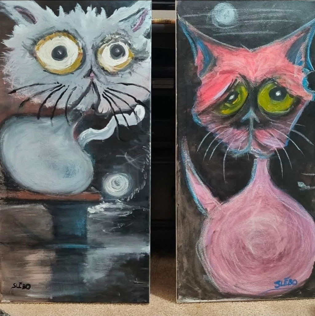 Moonlit Cats by Slebo – Two-Cat Design | Magnet 2″ × 2″