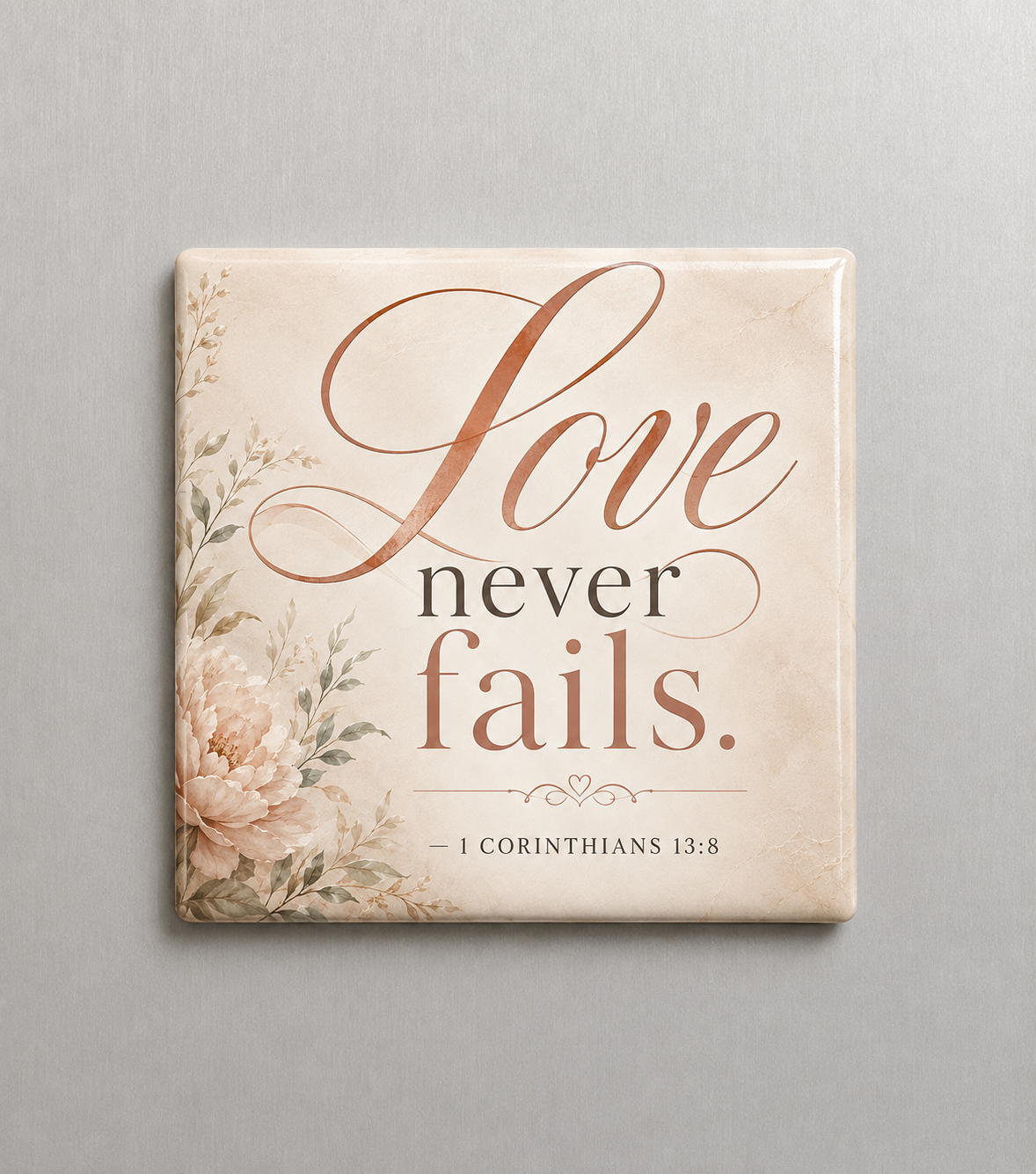Love Never Fails – 1 Corinthians 13:8 | Magnet 2″ × 2″