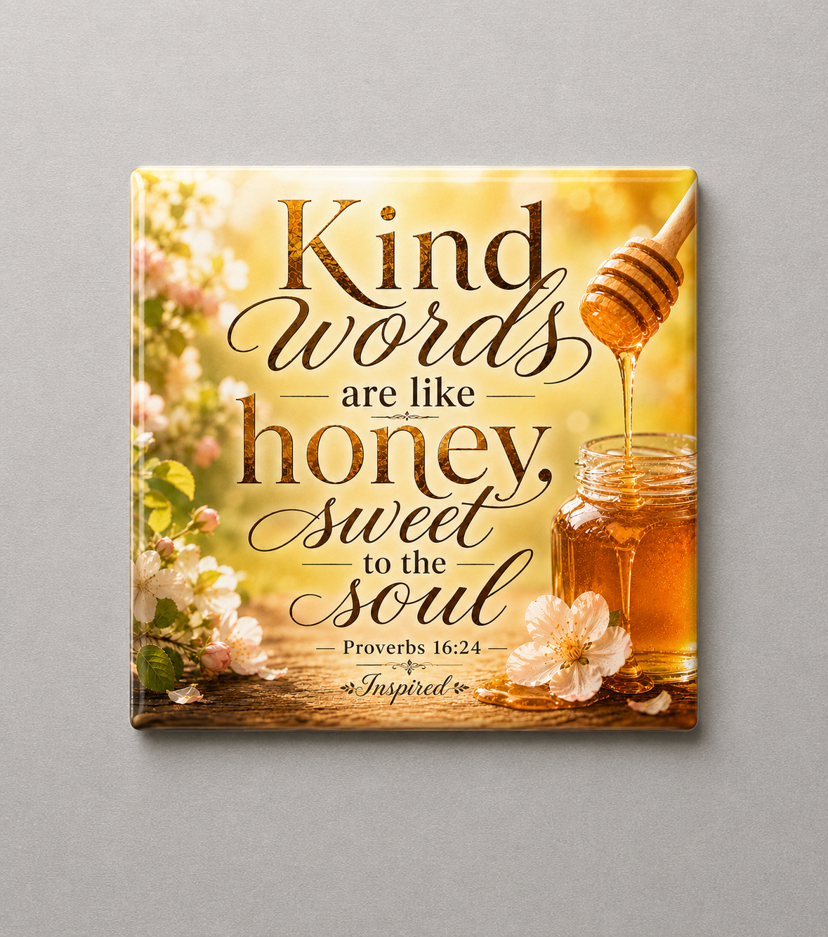 Kind Words Are Like Honey – Proverbs 16:24 | Magnet 2″ × 2″