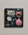 Moonlit Cats by Slebo – Two-Cat Design | Magnet 2″ × 2″