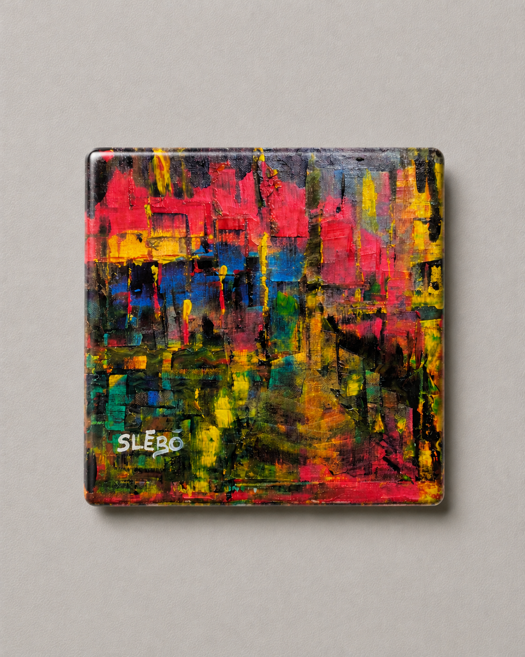 Vibrant Abstract Cityscape by Slebo – Urban Design | Magnet 2″ × 2″